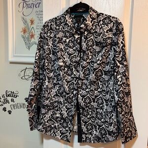 Lane Bryant Black and White Printed Blouse